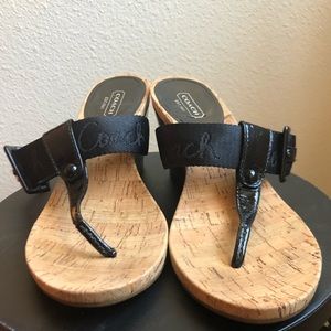 Black Coach wedge sandals